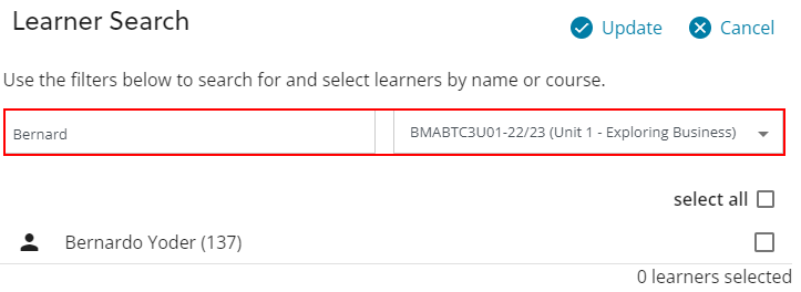 Learner filter example